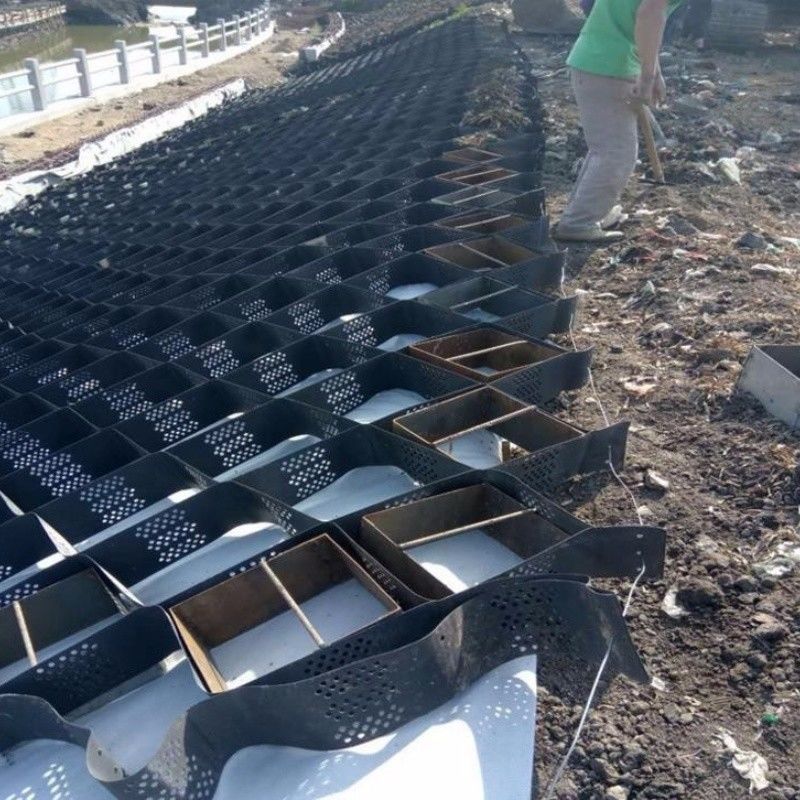 250мм 75мм 100мм 150мм Hdpe Geocell высокотекстура HDPE Медоносная гравийная решетка Пластиковая Geocell Прямая фабрика цена