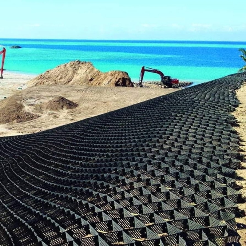 Текстура с отверстиями HDPE Geocell Высокая клеточная система изоляции Honeycomb HDPE Geocell для дорог Фундамент Защита склона Парковочный участок Подъездная стойка