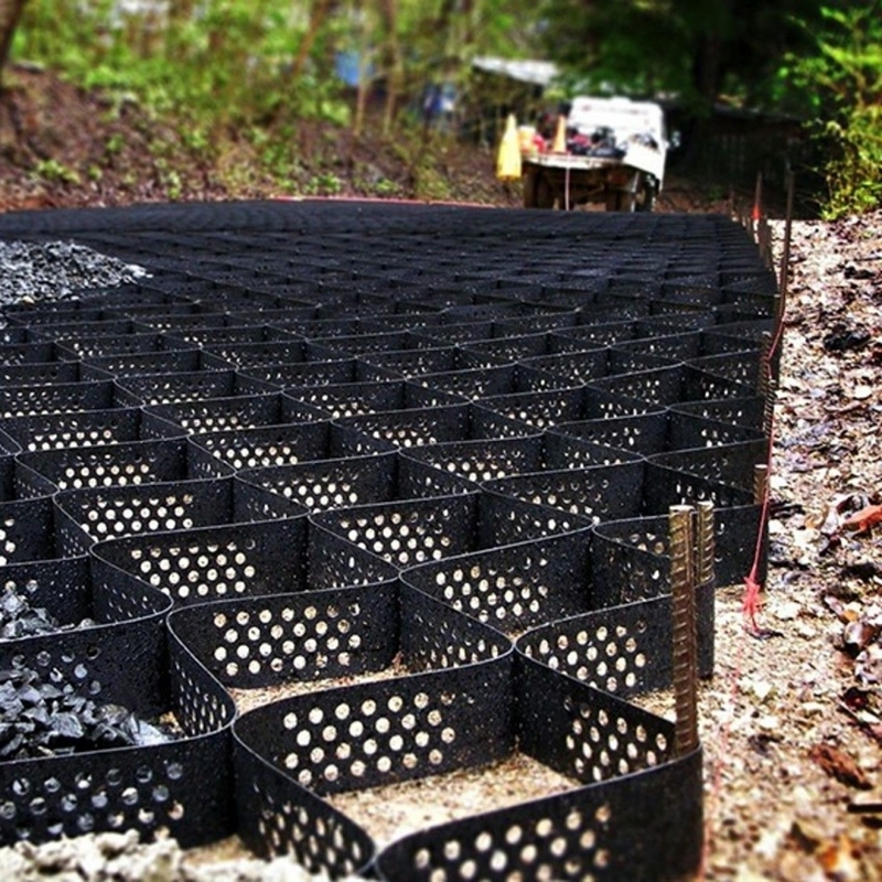Текстура с отверстиями HDPE Geocell Высокая клеточная система изоляции Honeycomb HDPE Geocell для дорог Фундамент Защита склона Парковочный участок Подъездная стойка